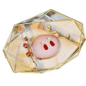 Gold Plated Red Geometric Drop Earrings